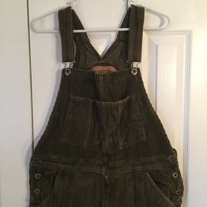 Olive Green Corduroy Utility Overalls